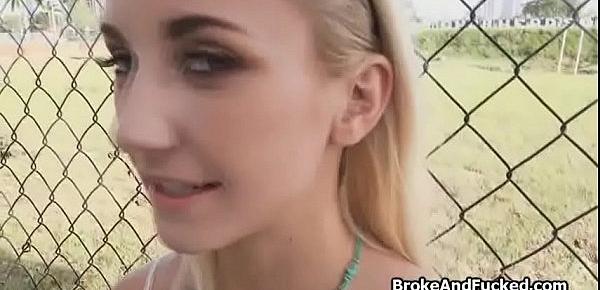  Icy blonde teen outdoors fucked